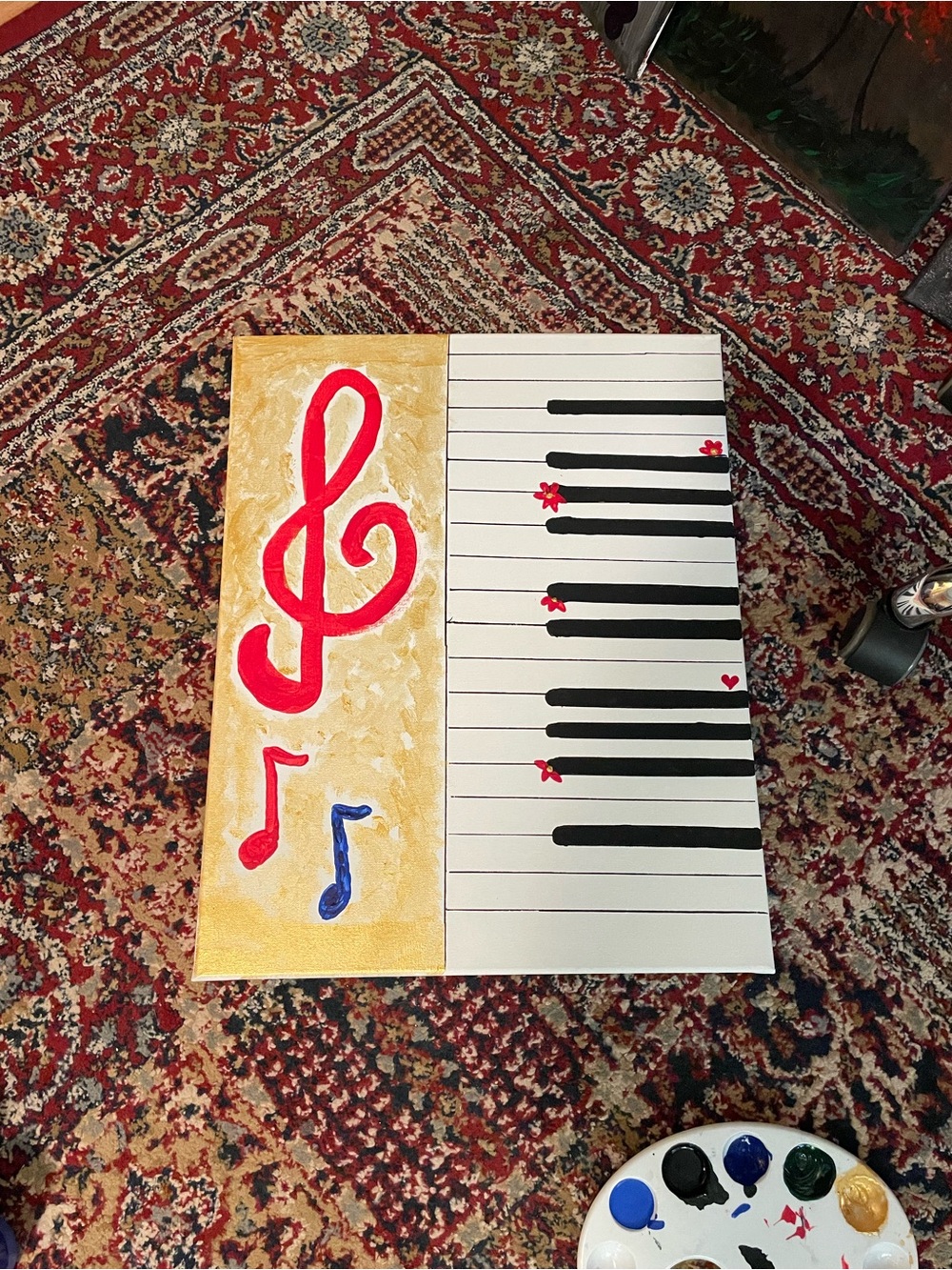SOLD SOLD  Handpainted Musical Canvas - Piano Keys & Treble Clef